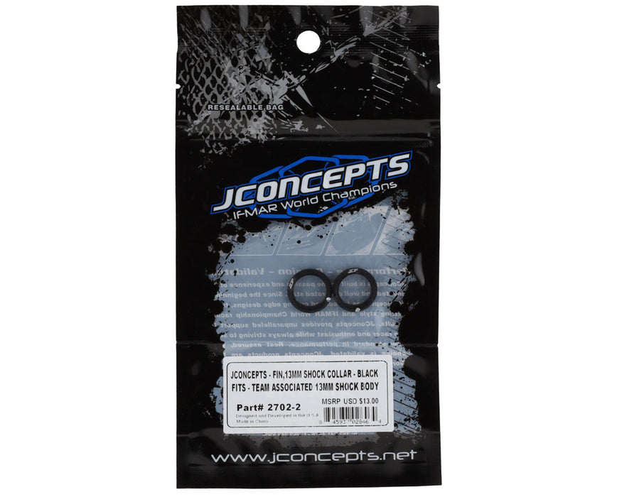 2702-2 JConcepts Team Associated Fin Aluminum 13mm Shock Collars (Black) (2)