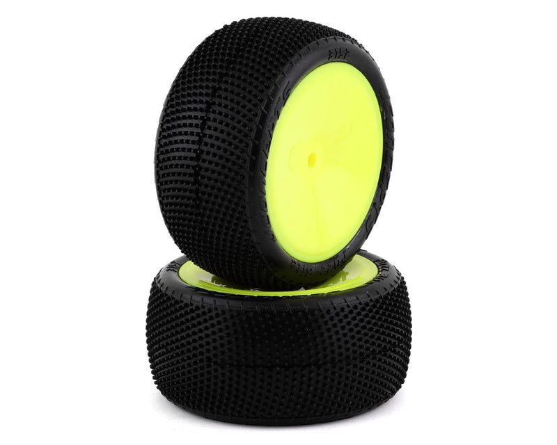 JConcepts Fuzz Bite LP 2.2" Mounted Rear Buggy Carpet Tires (Yellow) (2) (Pink) w/12mm Hex 3152-201021