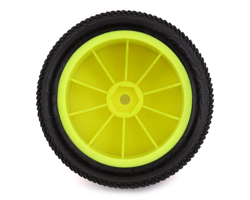 JConcepts Fuzz Bite LP 2.2" Mounted Rear Buggy Carpet Tires (Yellow) (2) (Pink) w/12mm Hex 3152-201021