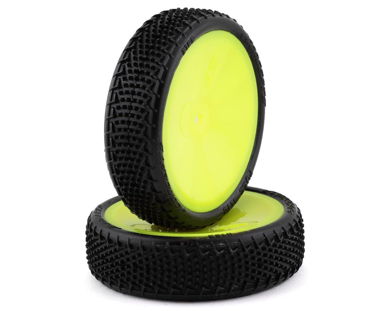 3165-201011 JConcepts Fuzz Bite LP 2.2 Mounted 2WD Front Buggy Tire (Yellow) (2) (Pink) (Carpet) w/12mm Hex