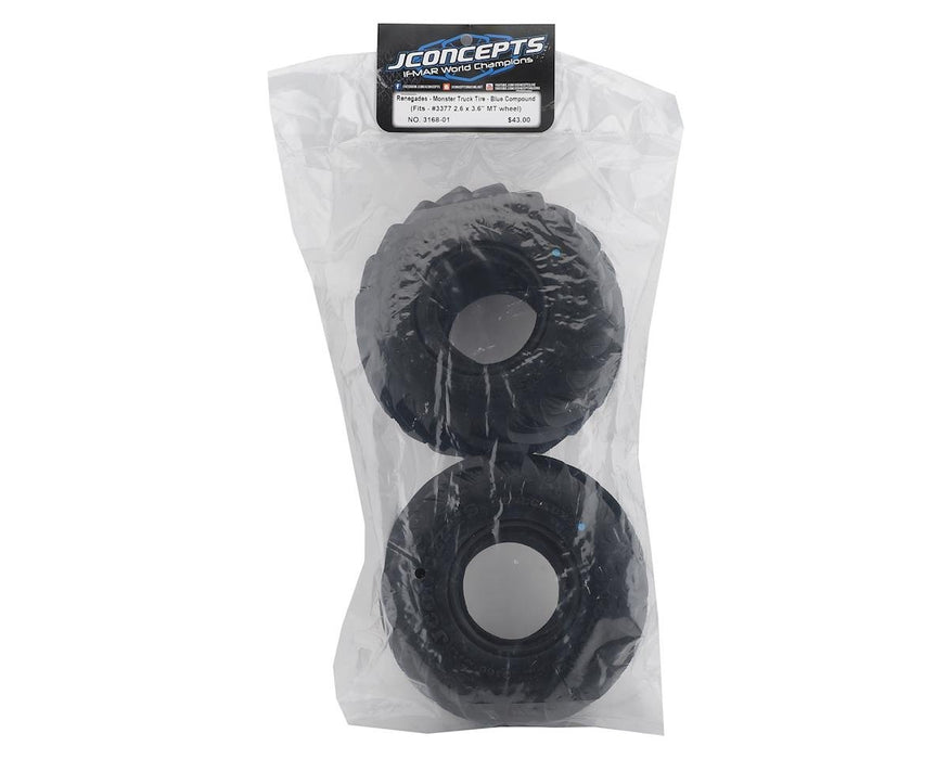3168-01 JConcepts 5.6" Renegades Monster Truck Tire w/React Foams (2) (Blue)