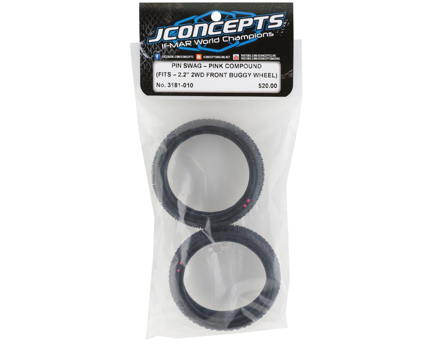 3181-010 JConcepts Pin Swag Slim 2.2" 2WD Front Buggy Carpet Tires (2) (Pink)