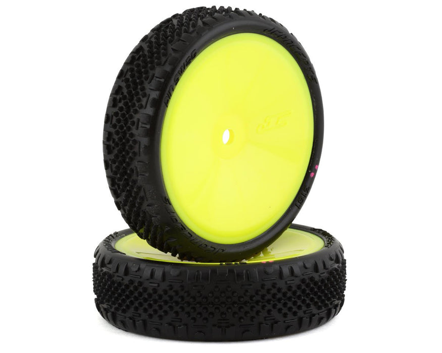 3181-201011 JConcepts Pin Swag Slim 2.2" Pre-Mounted 2WD Front Buggy Carpet Tires (Yellow) (Pink) (2) w/12mm Hex