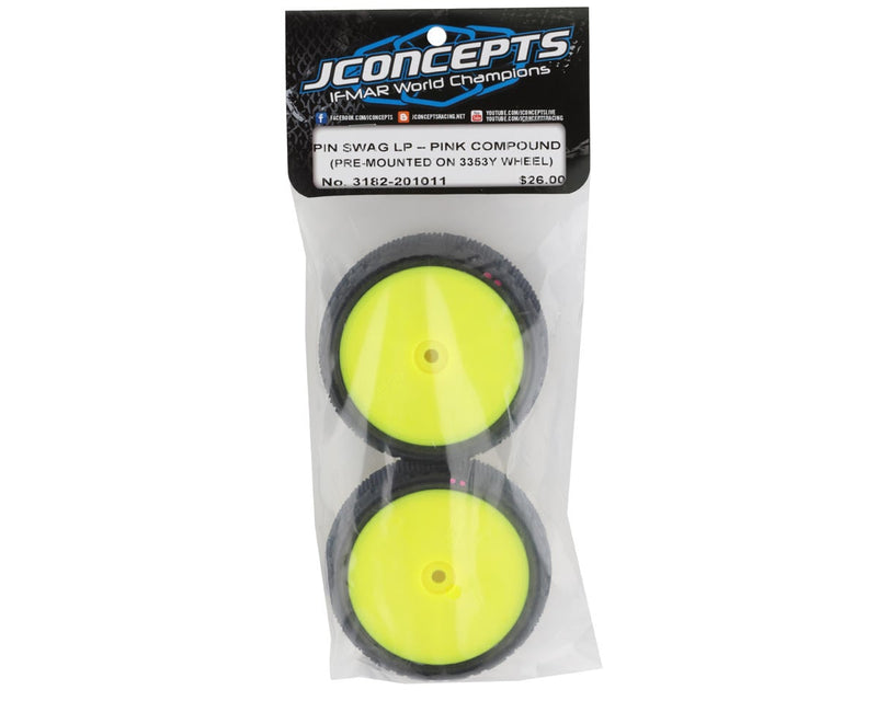 3182-201011 JConcepts Pin Swag 2.2" Pre-Mounted 4WD Front Buggy Carpet Tires (Yellow) (2) w/12mm Hex (Pink)
