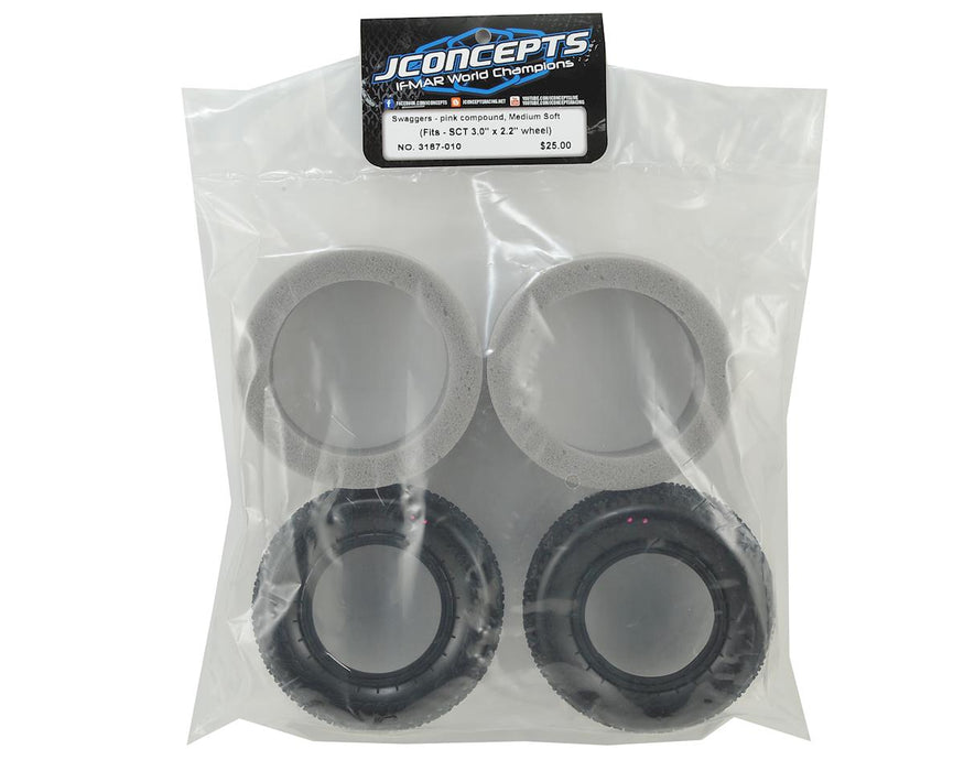 3187-010 JConcepts Swaggers Carpet Short Course Front Tires (2) (Pink)