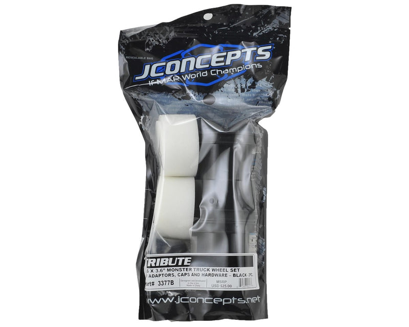 3377B JConcepts Tribute 2.6 Monster Truck Wheel (Black) (2)
