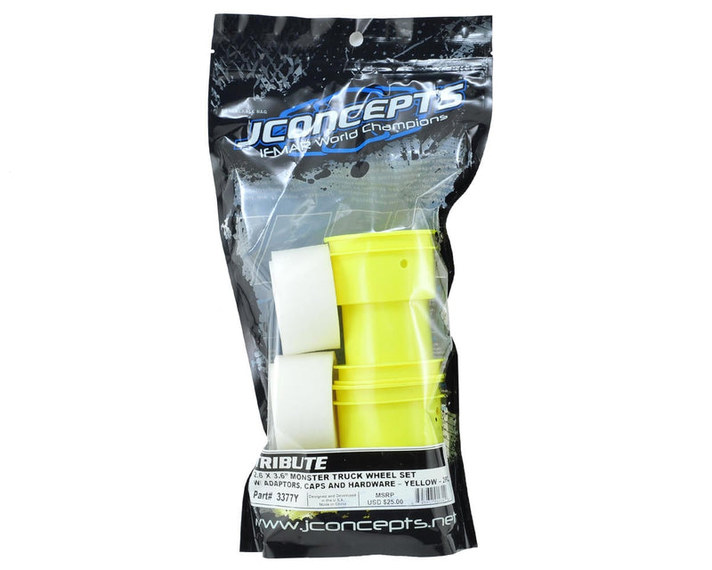 3377Y JConcepts Tribute 2.6 Monster Truck Wheel (Yellow) (2)