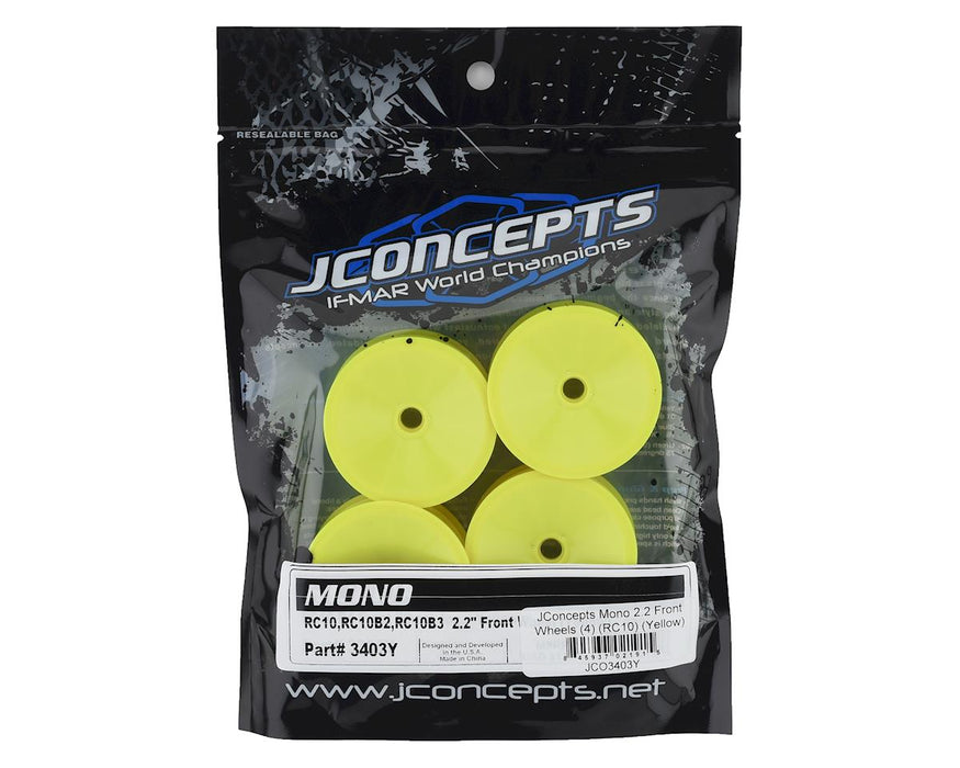 JCO3403Y JConcepts RC10 Mono 2.2 Bearing Front Wheels (Yellow) (4)