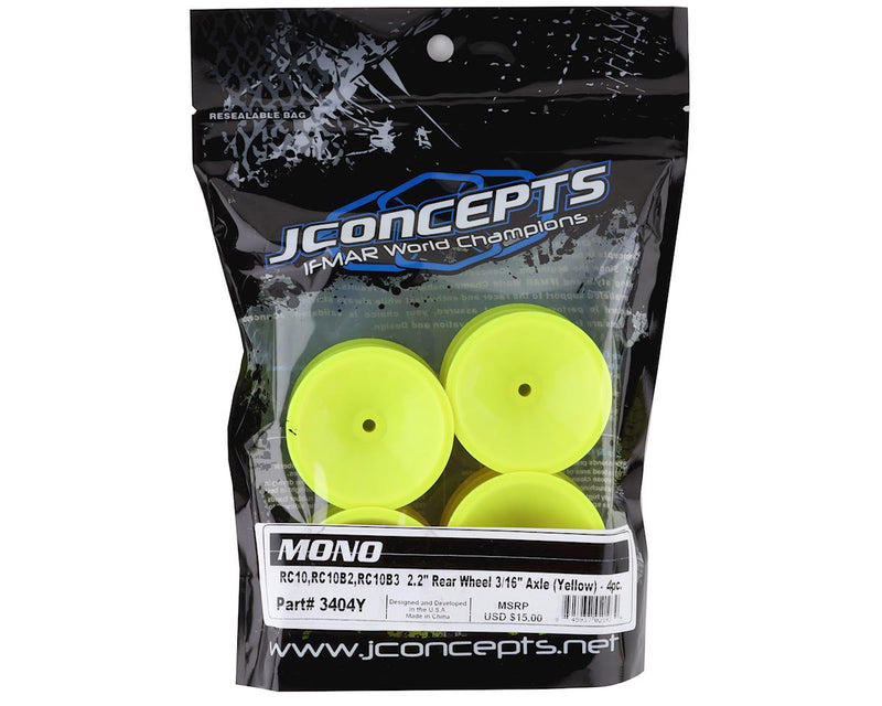 JCO3404Y JConcepts RC10 Mono 2.2 Bearing Rear Wheels (Yellow) (4)