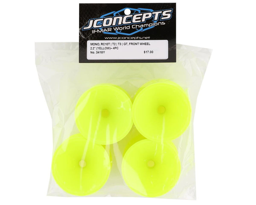 3418Y JConcepts 2.2" Bearing Front Stadium Truck Wheels (Yellow) (4) (RC10T/T2/T3/GT)