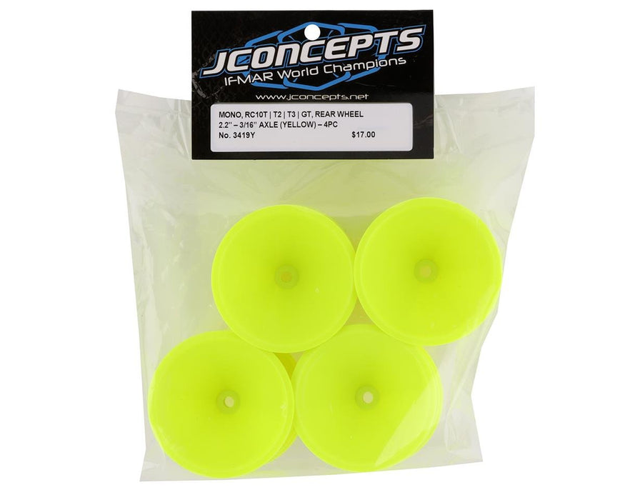 3419Y JConcepts 2.2" Pin Rear Mono Stadium Truck Wheels (4) (Yellow) (RC10T/T2/T3/GT)