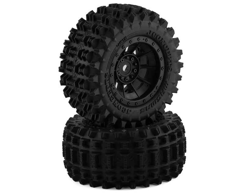 4013-3994 JConcepts Magma Pre-Mounted Monster Truck Tires w/Hazard Wheel (Black) (2) (Platinum)