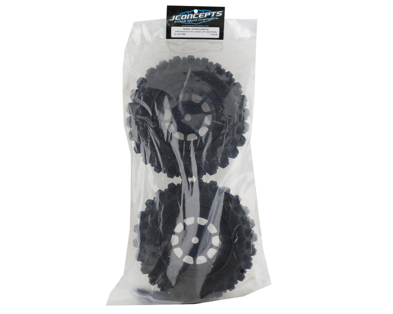 4013-3994 JConcepts Magma Pre-Mounted Monster Truck Tires w/Hazard Wheel (Black) (2) (Platinum)