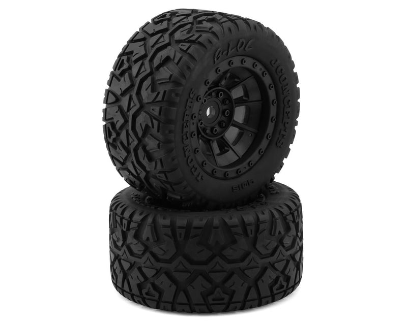 4015-3994 JConcepts G-Locs Pre-Mounted Monster Truck Tires w/Hazard Wheel (Black) (2) (Platinum)