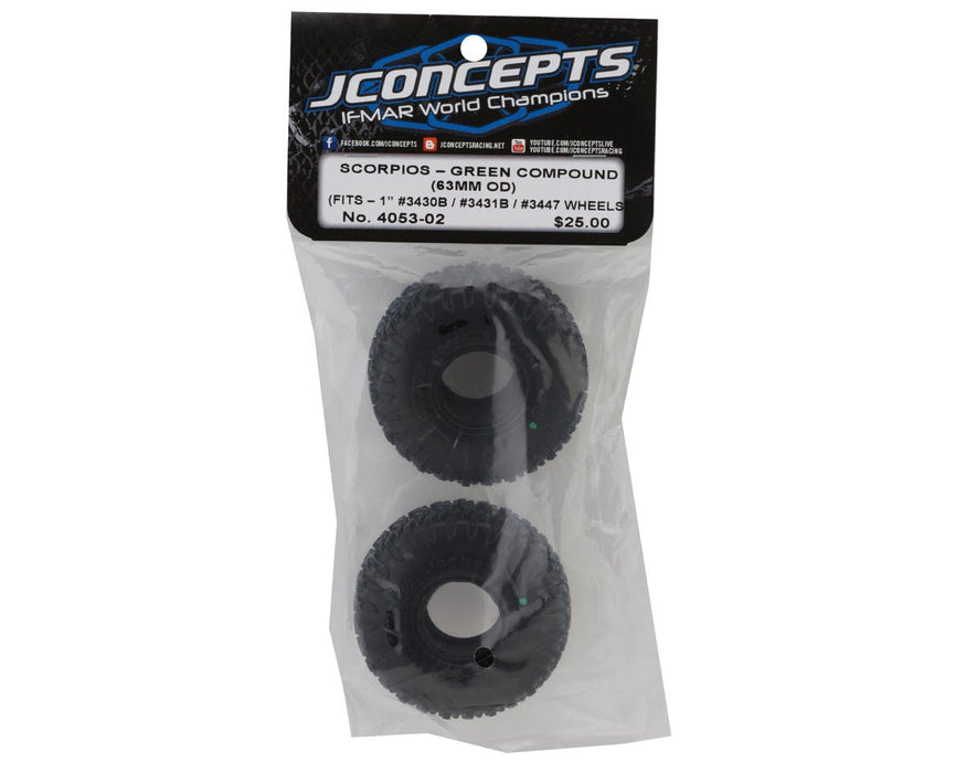 4053-02 JConcepts Scorpios 1.0" Micro Crawler Tires (63mm OD) (2) (Green)