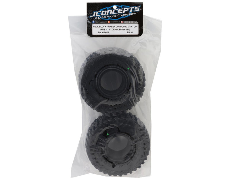 4054-02 JConcepts Rock Block 1.9" 1/10 Rock Crawler Tires (2) (4.75" - Class 2) (Green)