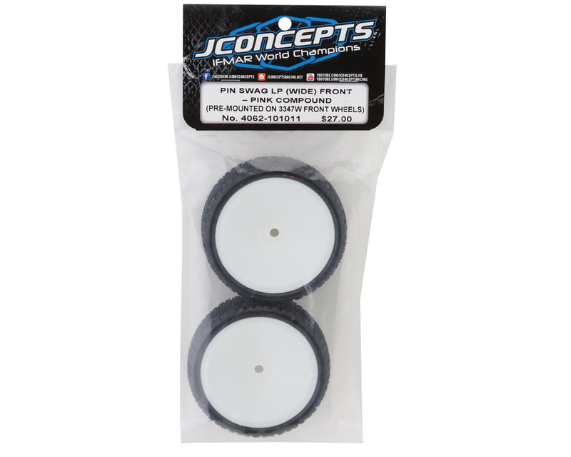 JConcepts Pin Swag LP Wide 2.2" Pre-Mounted 2WD Front Buggy Carpet Tires (Pink) (2) w/12mm Hex