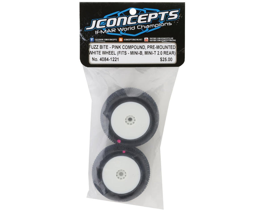 4084-1221 JConcepts Mini-T Fuzz Bite Pre-Mounted Rear Tires (White) (2) (Pink)