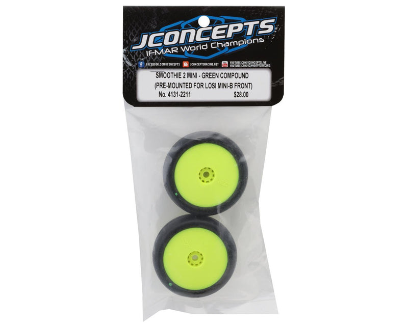 4131-2211 JConcepts Mini-B Smoothie 2 Pre-Mounted Front Tires (Yellow) (2) (Green)