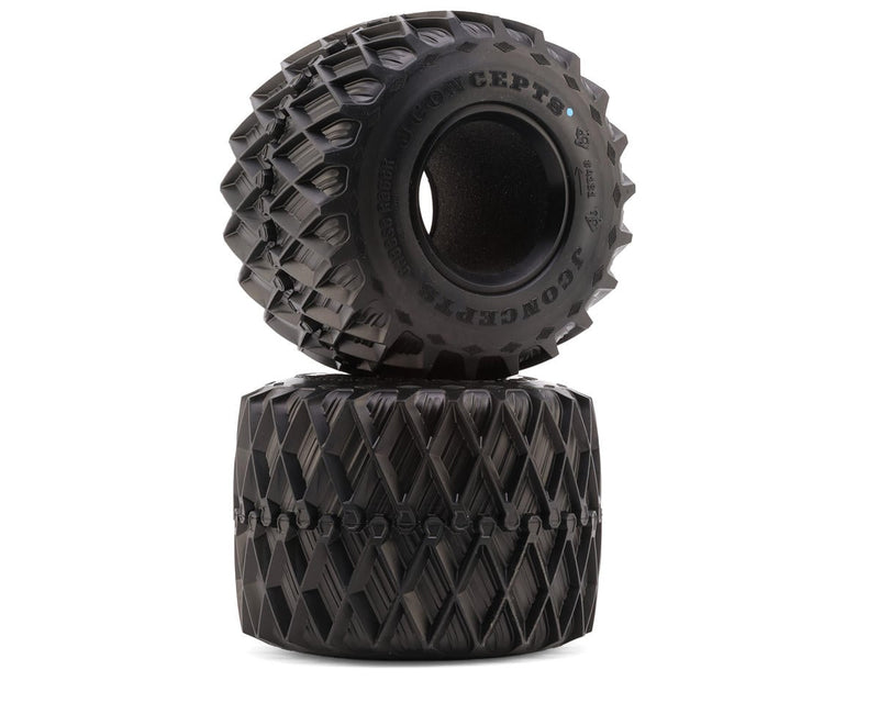4181-01 JConcepts Cheese Racer 2.6" Monster Truck Tires (2) (Blue) w/Foam Inserts