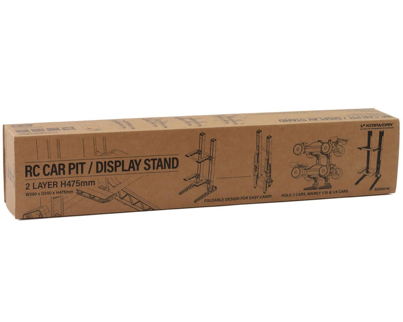 KOS50741 Koswork 2 Layer 1/10 & 1/8 Car Display Stand (200x240x475mm) W/Carrying Bag