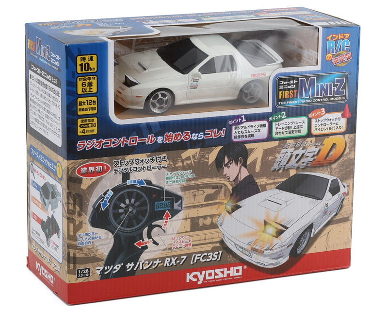 KYO66602L Kyosho First Mini-Z RWD ReadySet w/Initial D Mazda RX-7 FC3S Body (White) w/2.4GHz Radio