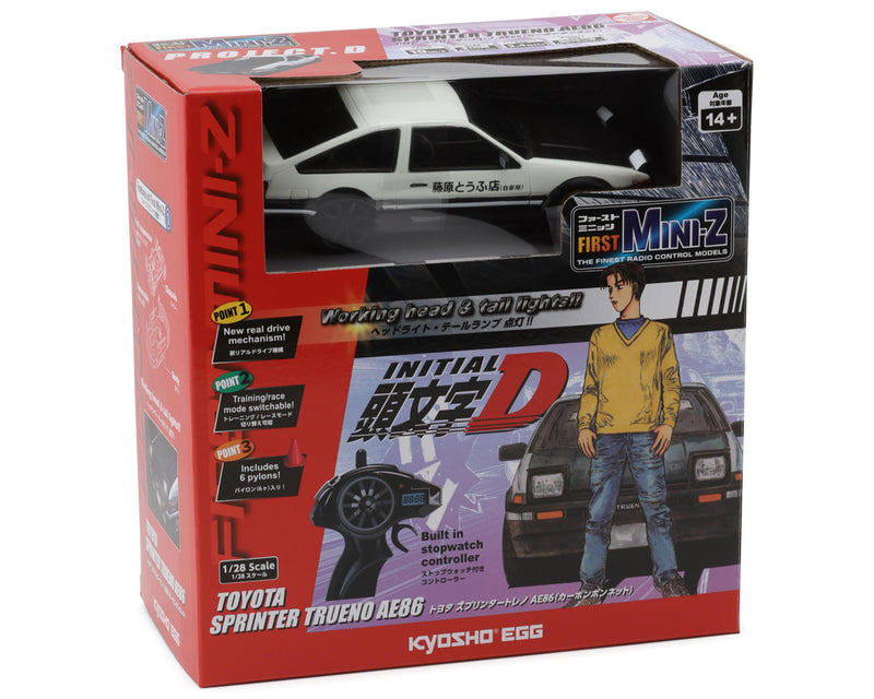 KYO66617A Kyosho First Mini-Z RWD ReadySet w/Toyota Sprinter Trueno AE86 Body (White/Black) w/2.4GHz Radio