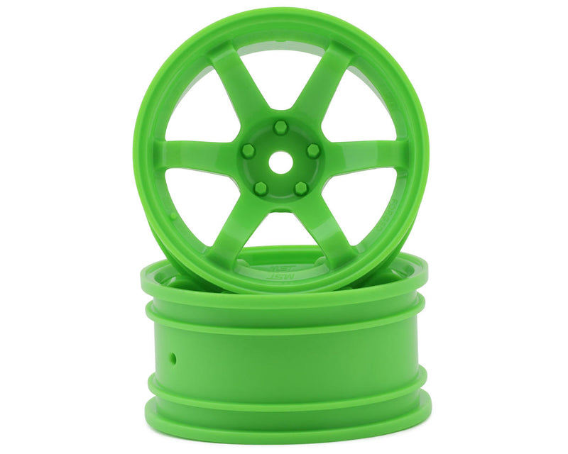 MXS-832302G MST TE37 1/10 High Traction Drift Wheels (Green) (2) (7mm Offset) w/Mounting Foam