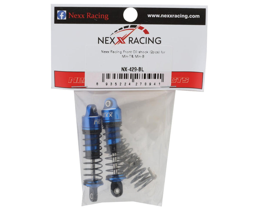 NX-429-BL NEXX Racing Mini-B/T-2.0 Front Aluminum Oil-Filled Shocks (Blue) (2)
