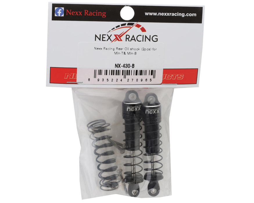 NX-430-B NEXX Racing Mini-B/T-2.0 Rear Aluminum Oil-Filled Shocks (Black) (2)