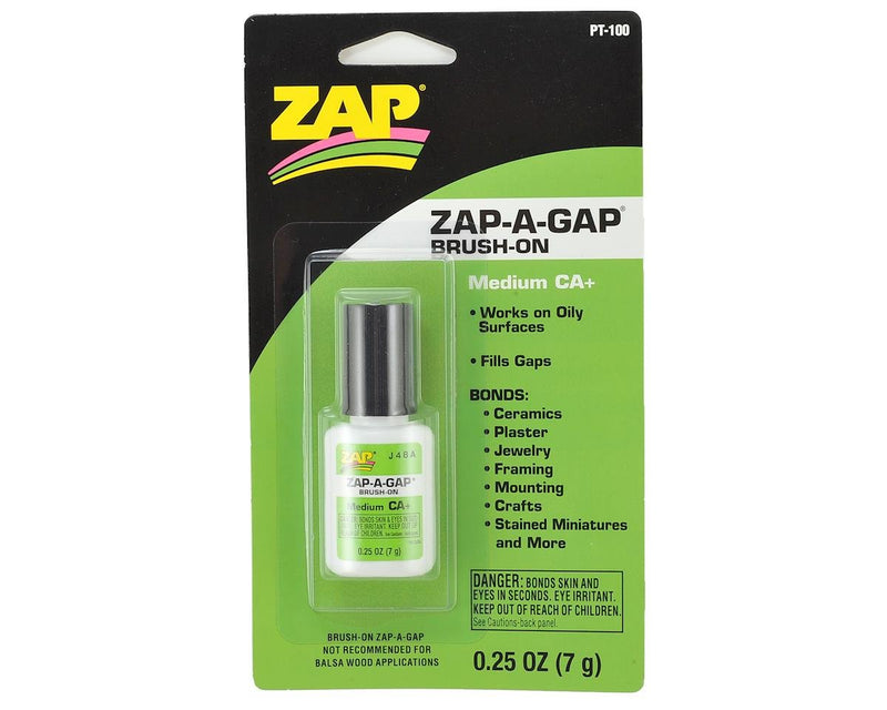PT-100 Pacer Technology Zap-A-Gap CA+ Glue w/Brush Applicator (Medium) (0.25oz)