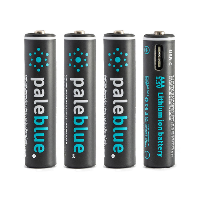 PBLPBAAAC Pale Blue Lithium Ion Rechargeable AAA Batteries 4pk