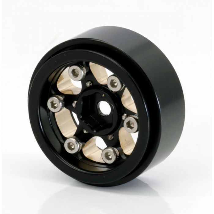 PHSCX24110 Powerhobby 1.0" Black Brass Beadlock Crawler Wheels, for 1/24 Axial SCX24