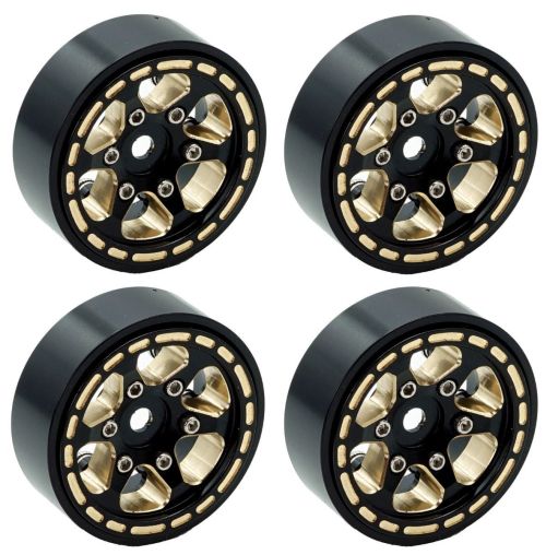 PHBTRX610 Powerhobby 1.0" Black Brass Beadlock Crawler Wheels, 1/24 Traxxas TRX-4M