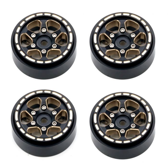 PHBTRX610 Powerhobby 1.0" Black Brass Beadlock Crawler Wheels, 1/24 Traxxas TRX-4M