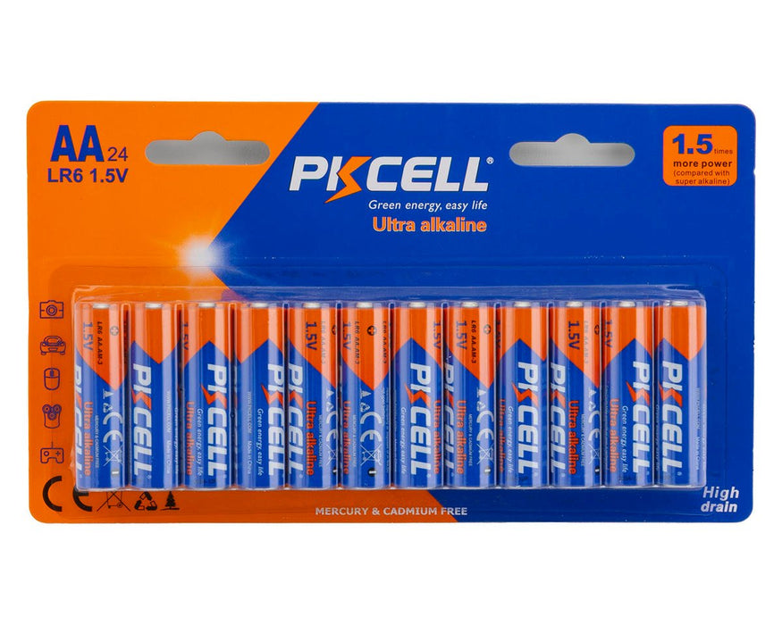 LR6 1.5V PKCell Ultra Alkaline AA Batteries 24 Pack