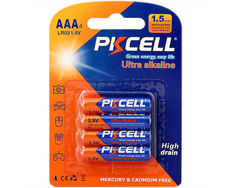 LR03 1.5V PKCell Ultra Alkaline AAA Batteries 4 Pack