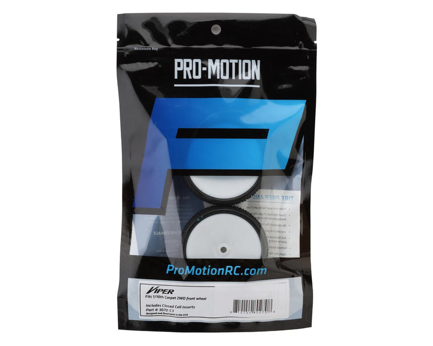 PMT3070-C3-W Pro-Motion Viper 2.2" Slim 2WD Pre-Mount Front LP Carpet 1/10 Buggy Tire (C3 Green/Medium) (White) (2)