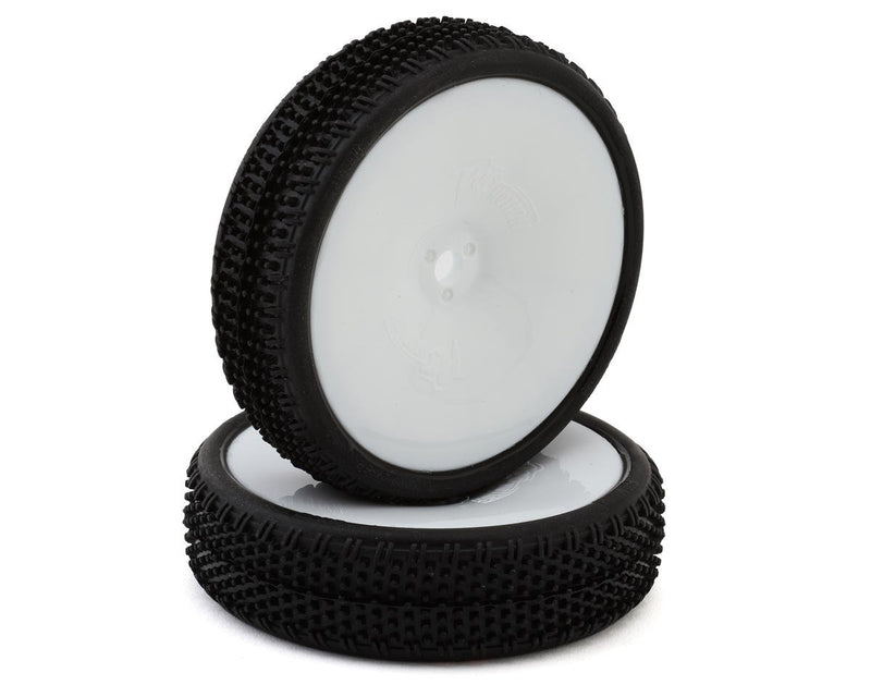 3070-C4-W Pro-Motion Viper 2.2" 2WD Front LP Carpet 1/10 Pre-Mounted Buggy Tires (White) (C4 Red/Soft) (2) w/12mm Hex