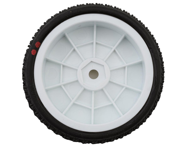 3070-C4-W Pro-Motion Viper 2.2" 2WD Front LP Carpet 1/10 Pre-Mounted Buggy Tires (White) (C4 Red/Soft) (2) w/12mm Hex