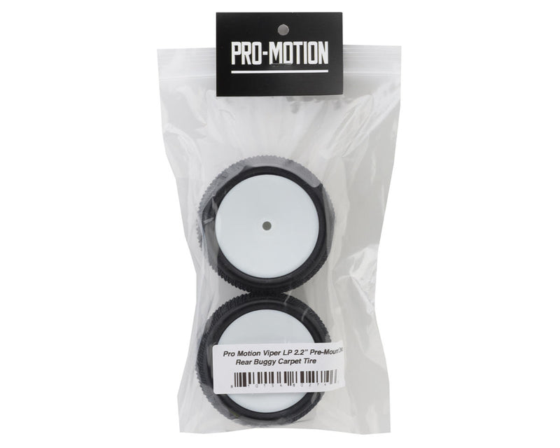 PMT3090-C3-W Pro-Motion Viper 2.2" Rear LP Carpet 1/10 Pre-Mount Buggy Tire (White) (2) (C3 Green/Medium)