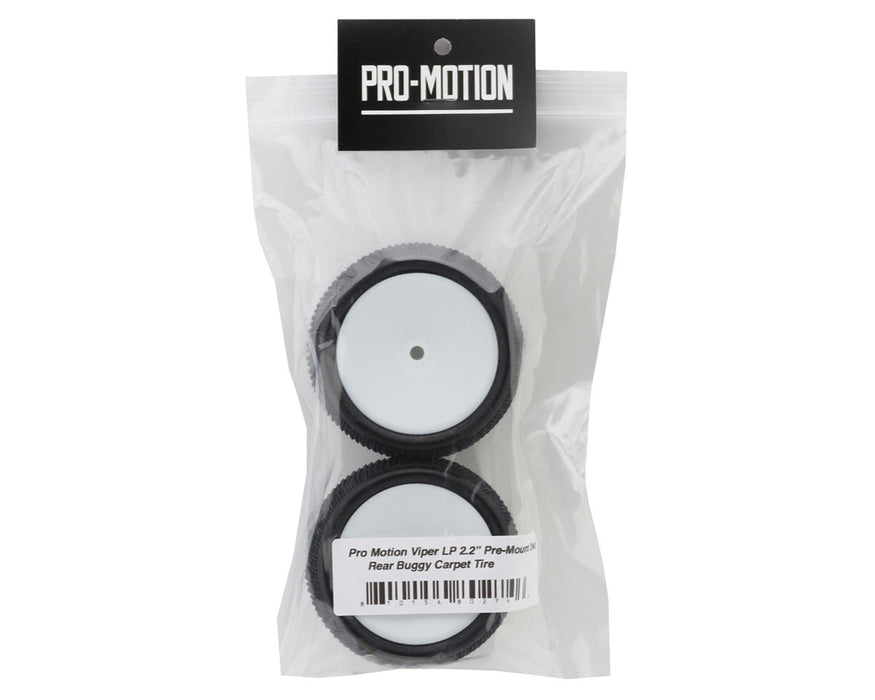 PMT3090-C3-W Pro-Motion Viper 2.2" Rear LP Carpet 1/10 Pre-Mount Buggy Tire (White) (2) (C3 Green/Medium)
