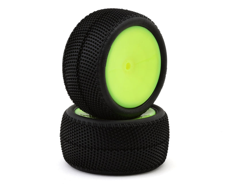3090-C4-Y Pro-Motion Viper 2.2" Rear LP Carpet 1/10 Pre-Mount Buggy Tire (Yellow) (2) (C4 Red/Soft)