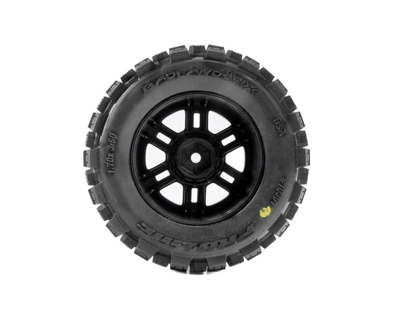 PRO1030110 Pro-Line Arrma Mini Kraton Badlands Pre-Mounted Tires w/Split Six Wheels (Black) (2) w/12mm Hex