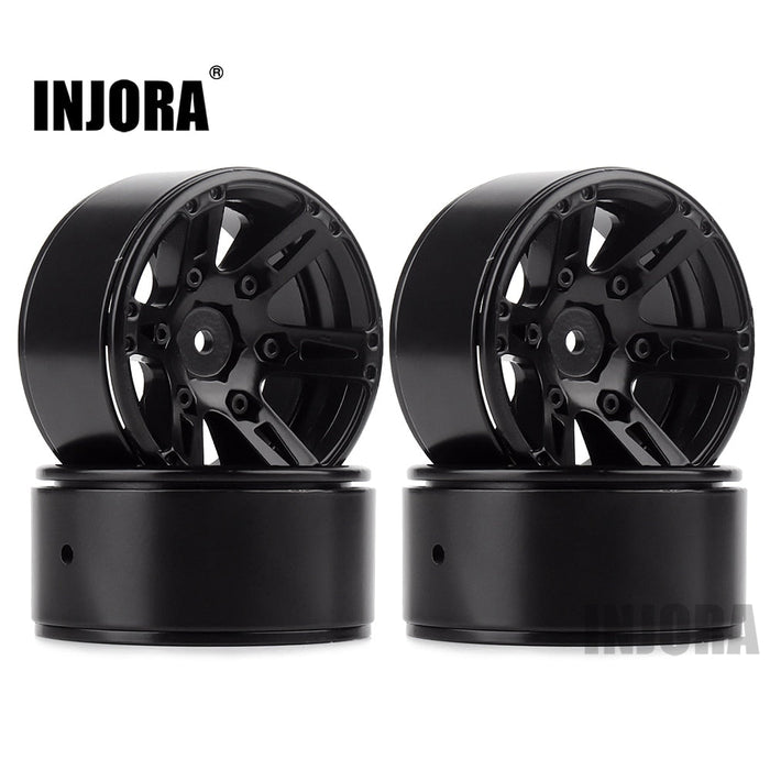 INJORA 4PCS 1.9" 6-Spoke Metal Beadlock Wheel Rims For 1/10 RC Crawler