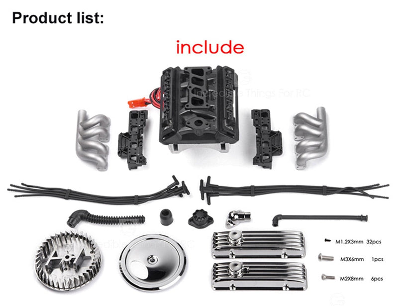 INJORA F82 V8 Simulate Engine Motor Cooling Fans Radiator For 1/10 RC Crawler