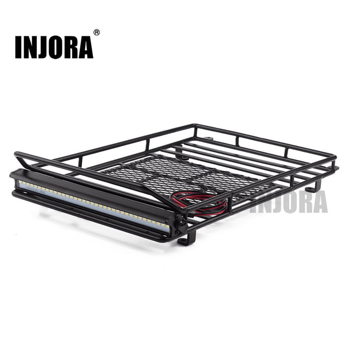 CRAW18238 INJORA 245*150mm Luggage Carrier Roof Rack with LED Light Bar for 1/10 RC Crawler