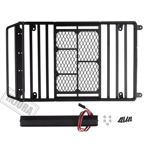 CRAW18238 INJORA 245*150mm Luggage Carrier Roof Rack with LED Light Bar for 1/10 RC Crawler