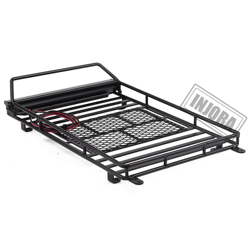 CRAW18238 INJORA 245*150mm Luggage Carrier Roof Rack with LED Light Bar for 1/10 RC Crawler