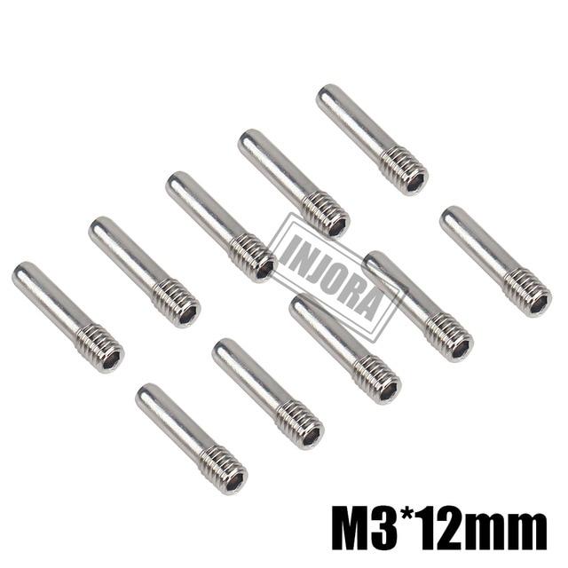 INJORA 10Pcs Stainless Steel M3 12mm Headless Hexagon Driveshaft Screw Pins For 1/10 RC Crawler